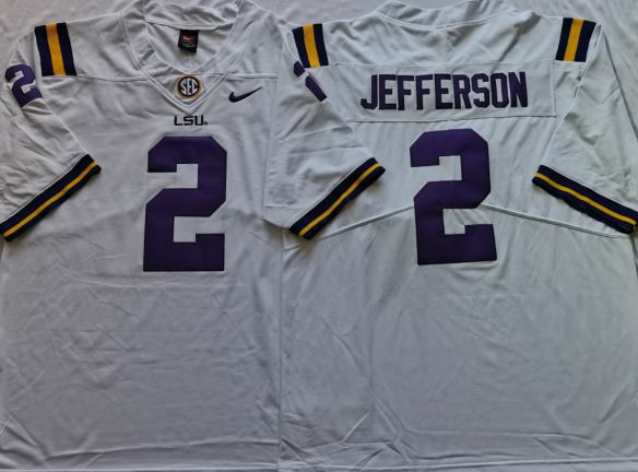 Men LSU Tigers #2 Jefferson White Nike 2025 NCAA Jersey->ncaa teams->NCAA Jersey